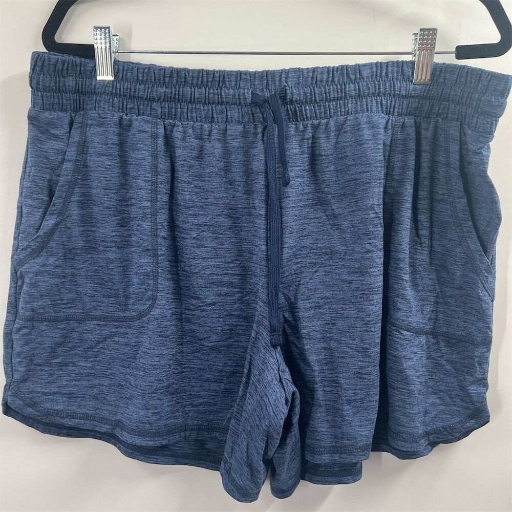 St. John's Bay womens XL Heathered Blue Knit Sweat Shorts Elastic Waist Pockets